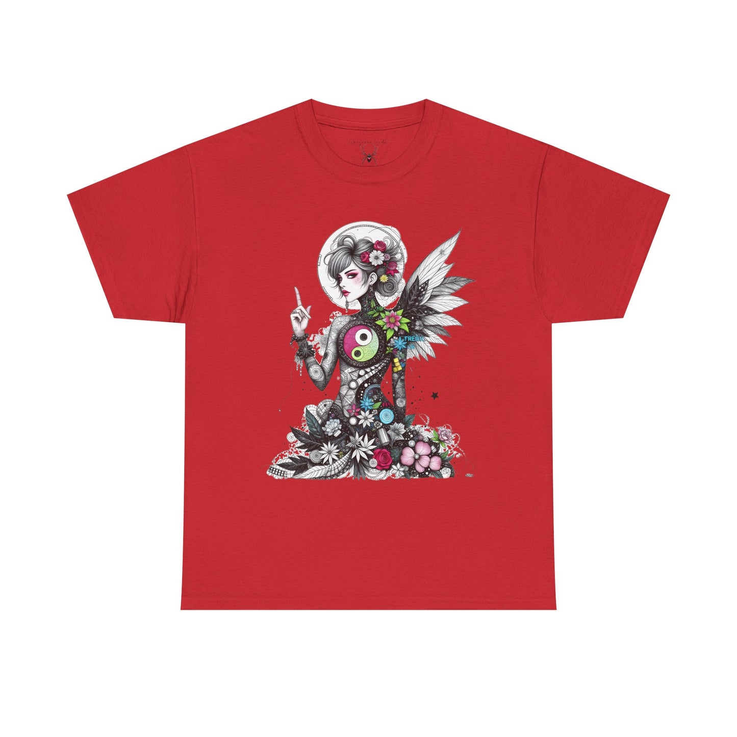 Goddess Fairy Girl Ying Yang — Whimsical Botanical Art Unisex T-shirt