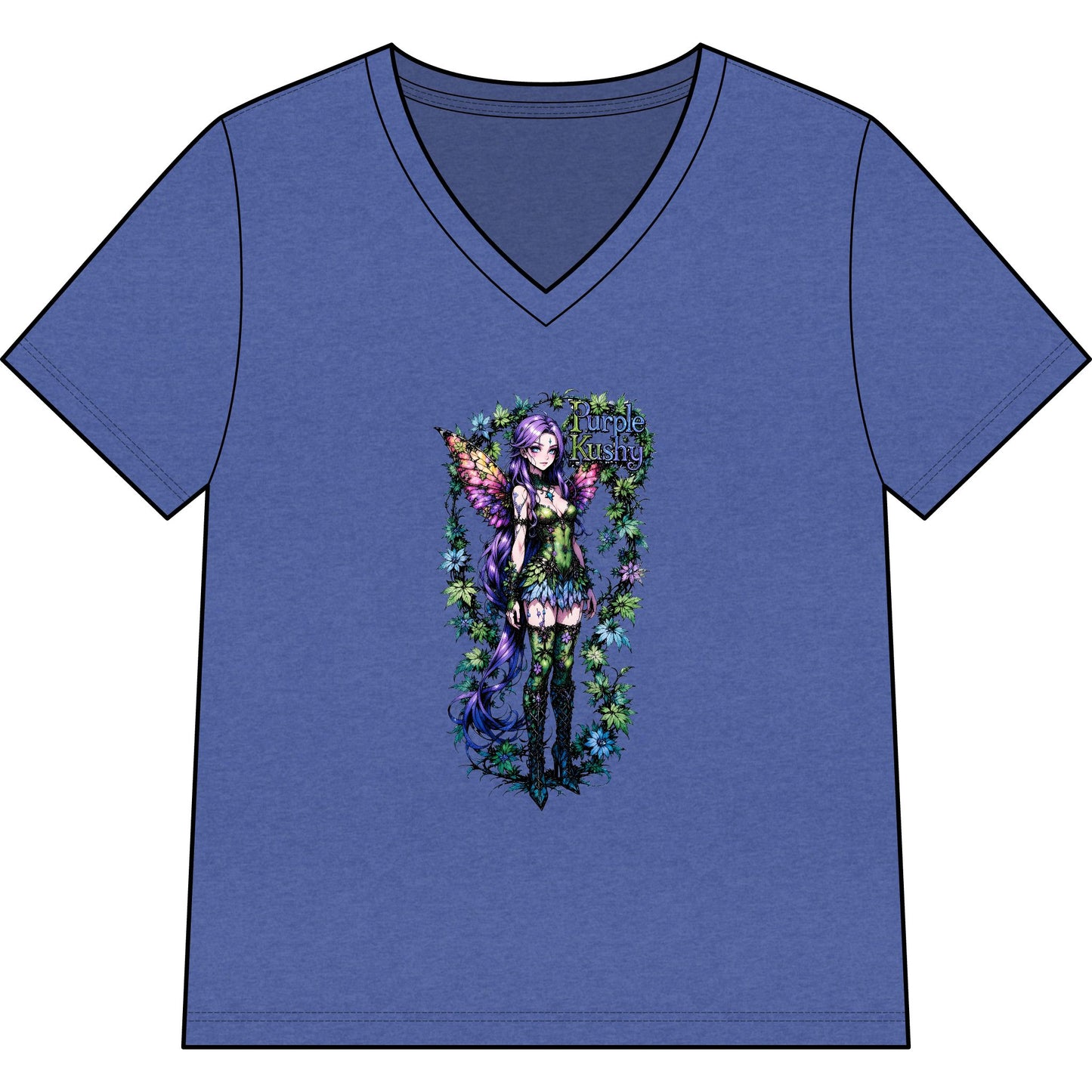 Fairy Anime Purple Kushy - V-Neck Women's Tee