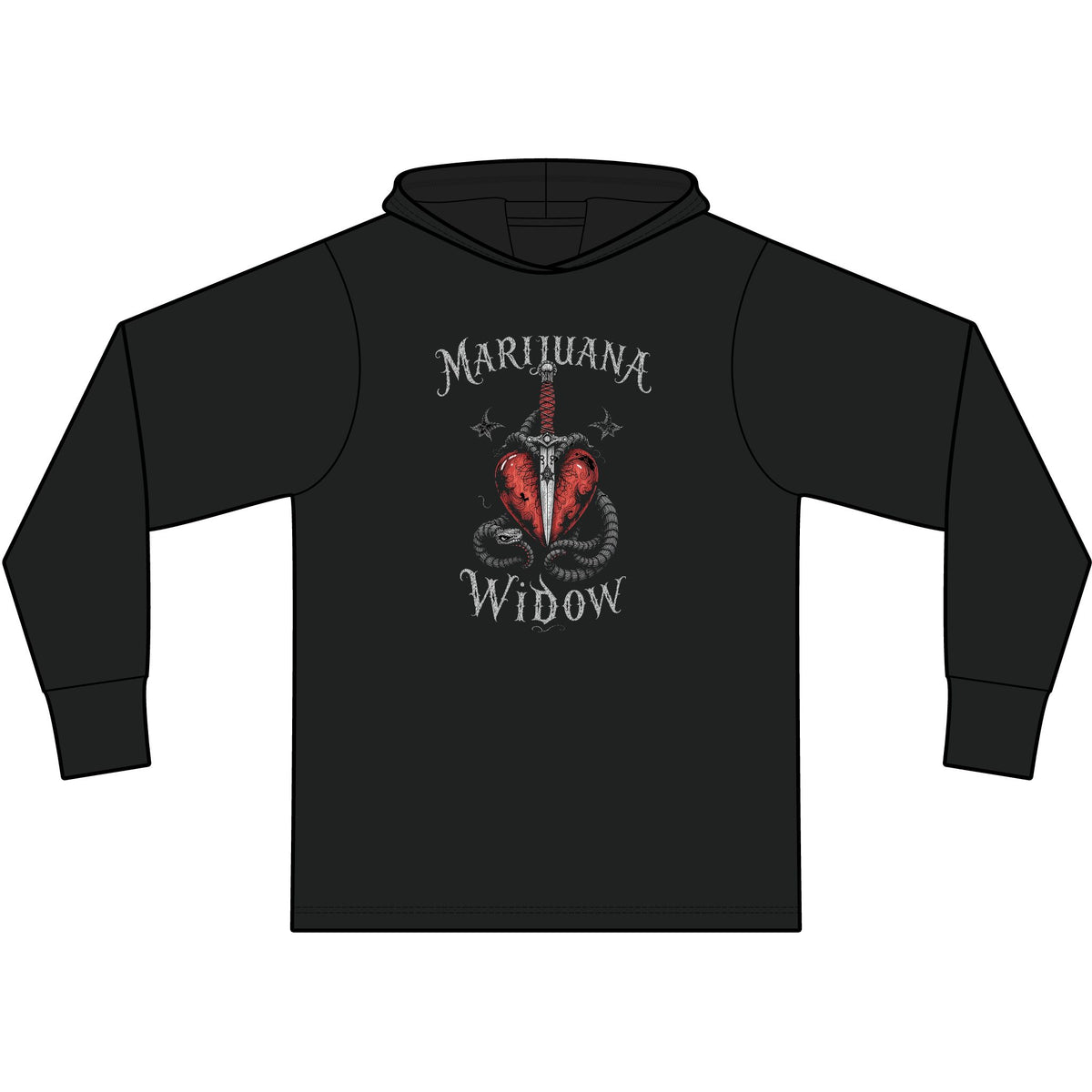 Marijuana Widow "Dual Protection" Long Sleeve Hooded T-Shirt - Marijuana Widow