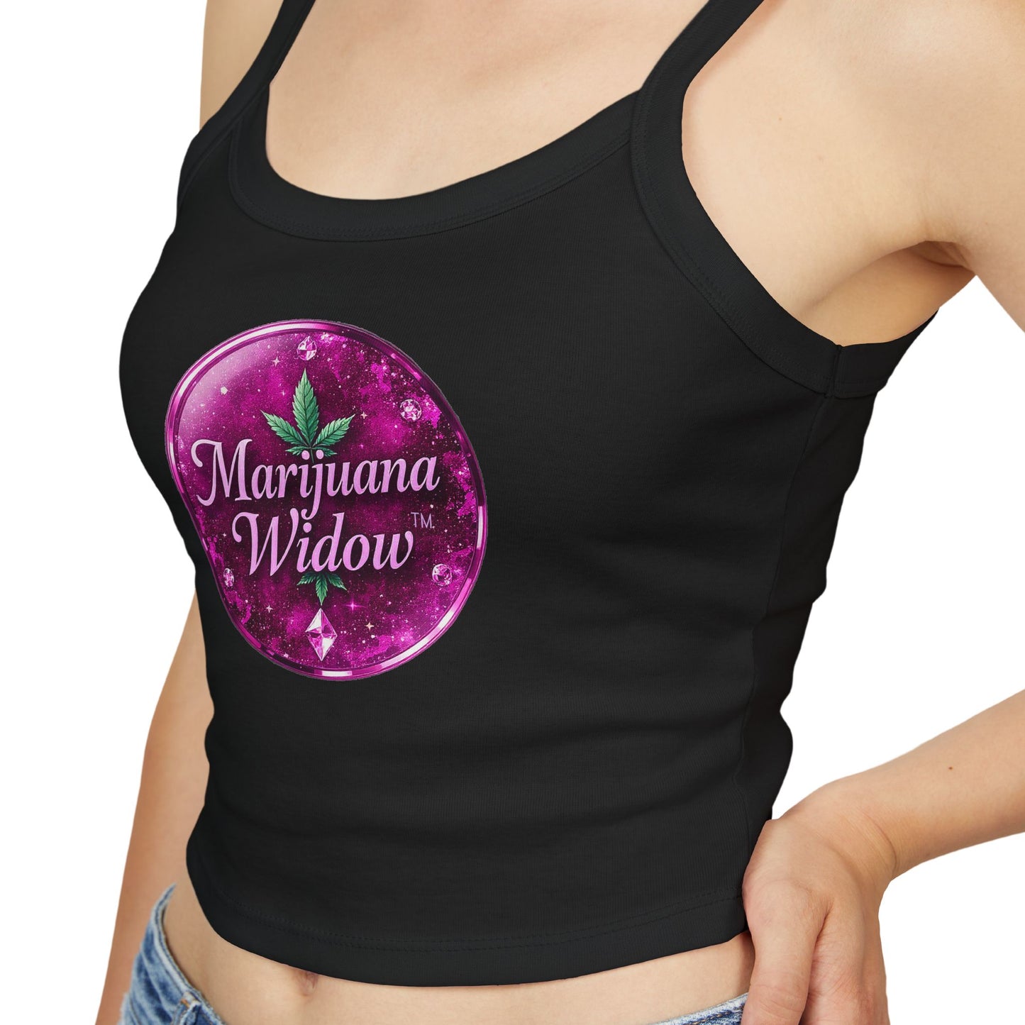 Marijuana Widow Pink Glass Tank Top — Women's Spaghetti Strap Crop