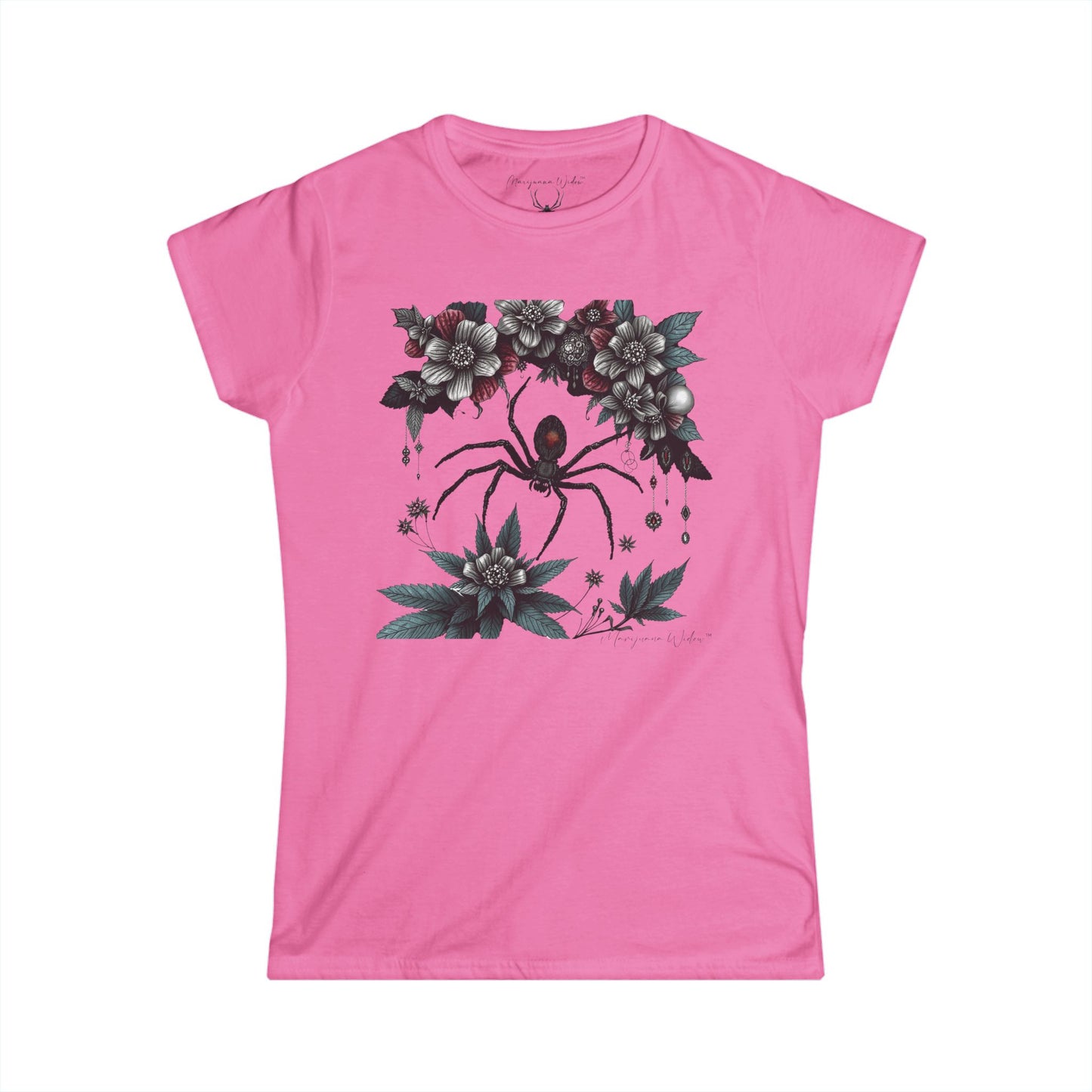 Bejeweled Black Widow Spider Floral - Women's Tee