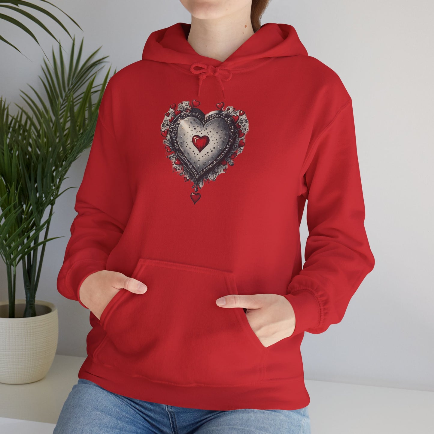 Heart Gilded Box Hoodie — Gothic Rose Heart Graphic Unisex Sweatshirt