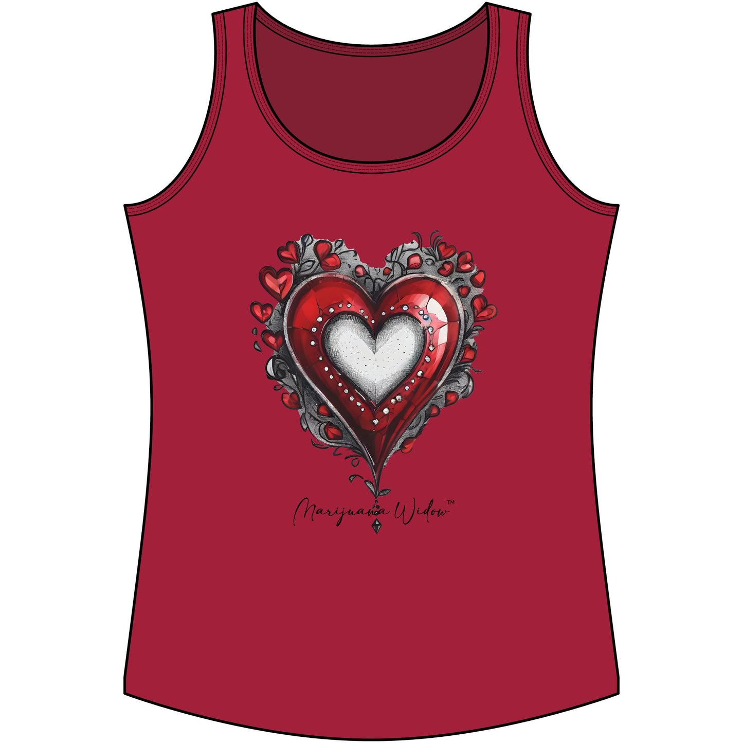 Valentine Heart Tank Top — Red Decorative Heart Graphic for Women