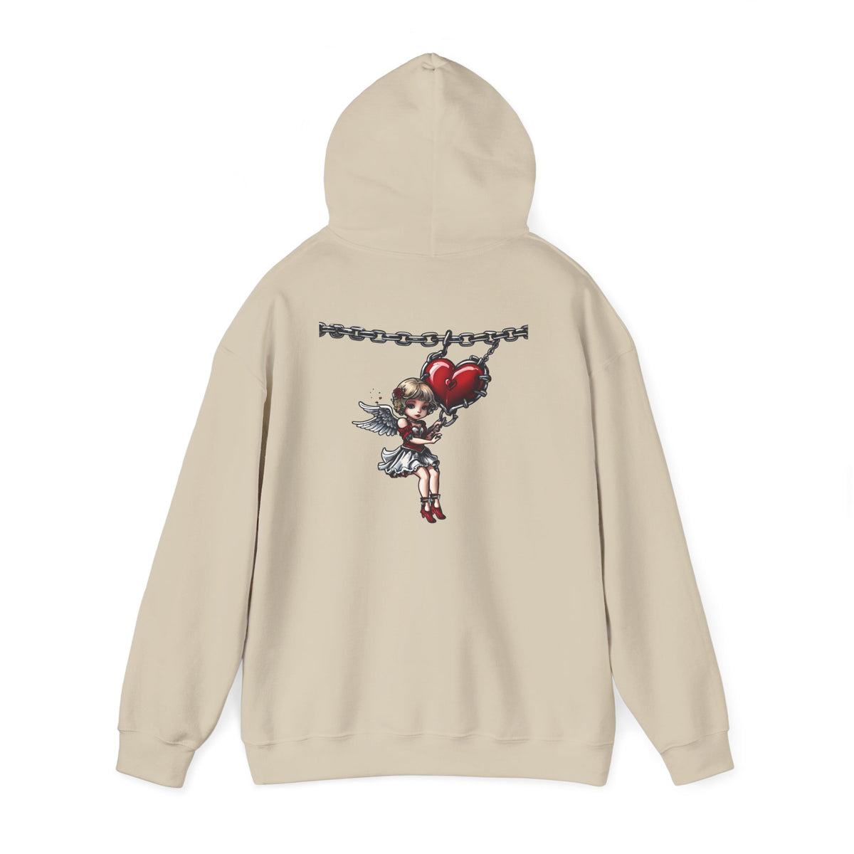 Cupid Girl Heart Necklace Hoodie – Cute Romantic Graphic Unisex Sweatshirt - Marijuana Widow