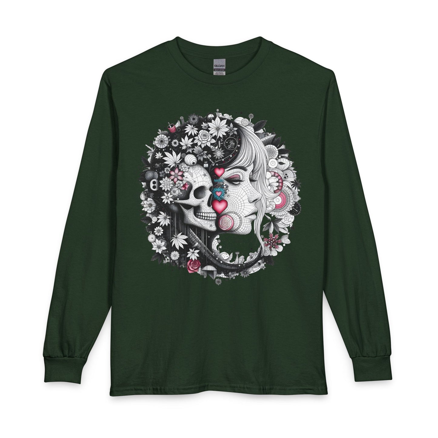 Skull & Mary Floral Long Sleeve Tee — Day of the Dead Romance