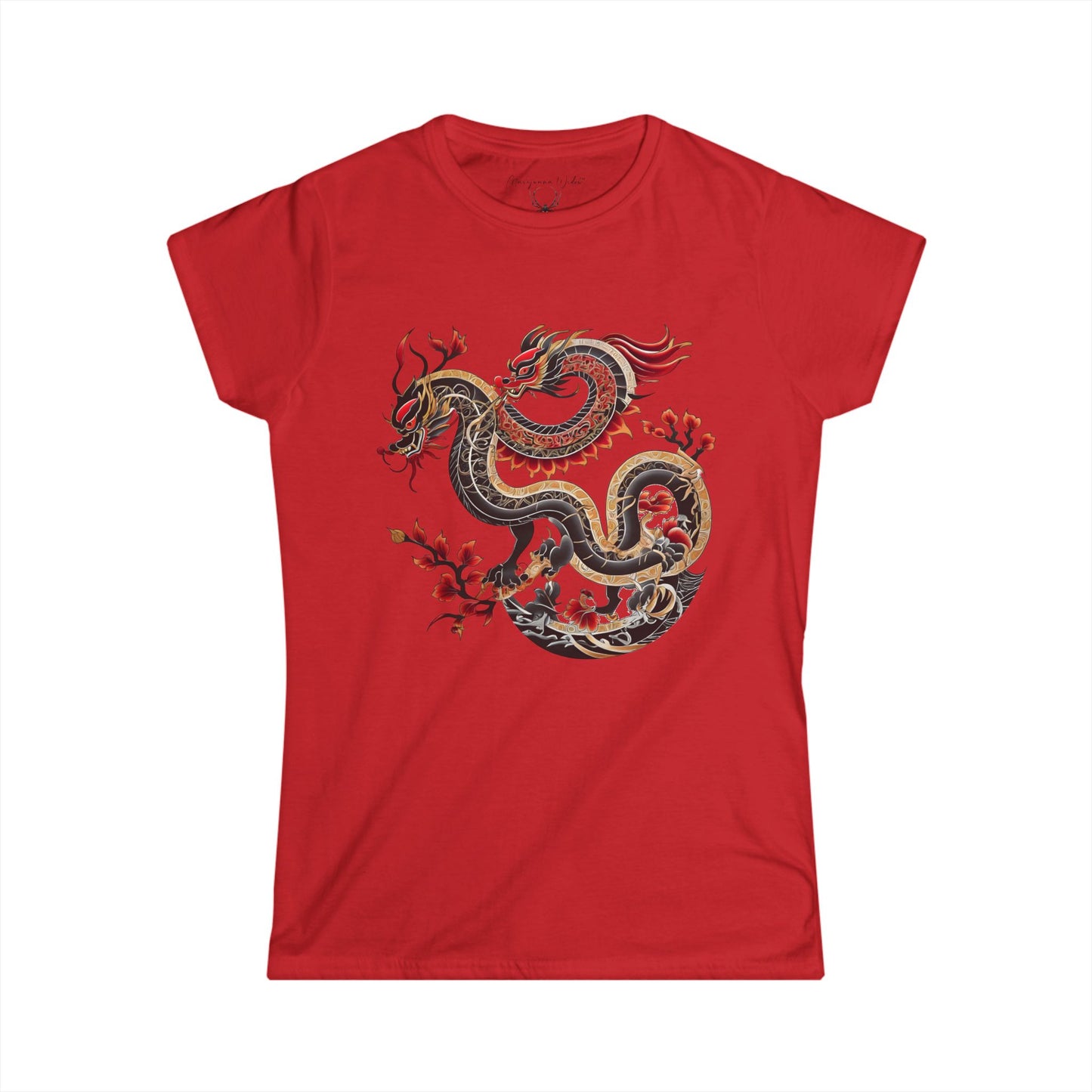 Dragon Floral Women's Tee — Vintage Eastern Serpent Graphic Shirt