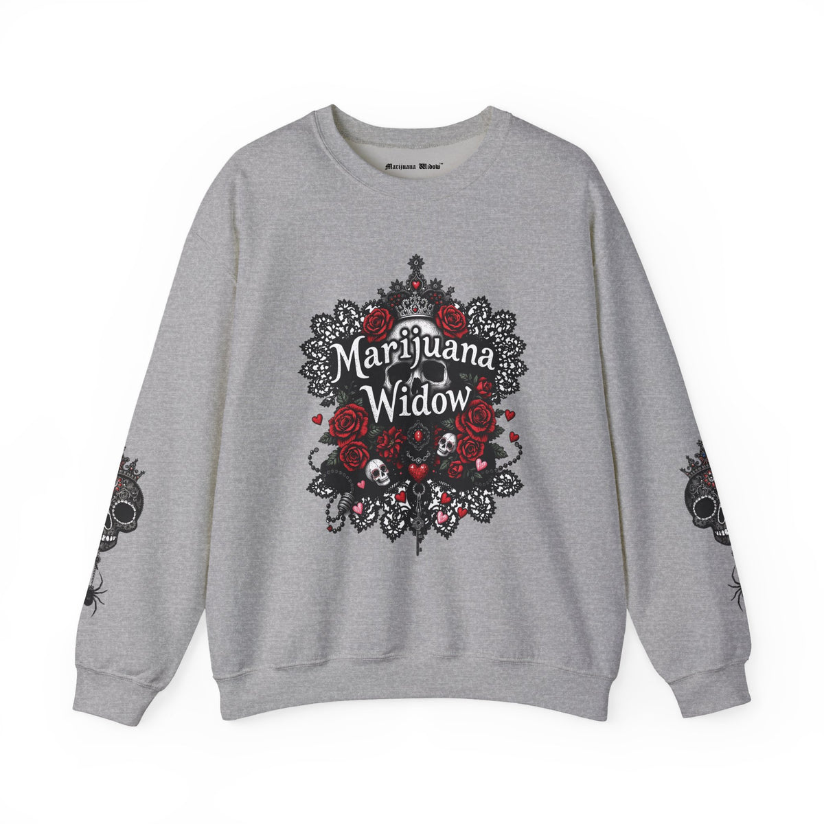 Marijuana Widow "Love My Skulls" Floral Crewneck Sweatshirt - Marijuana Widow