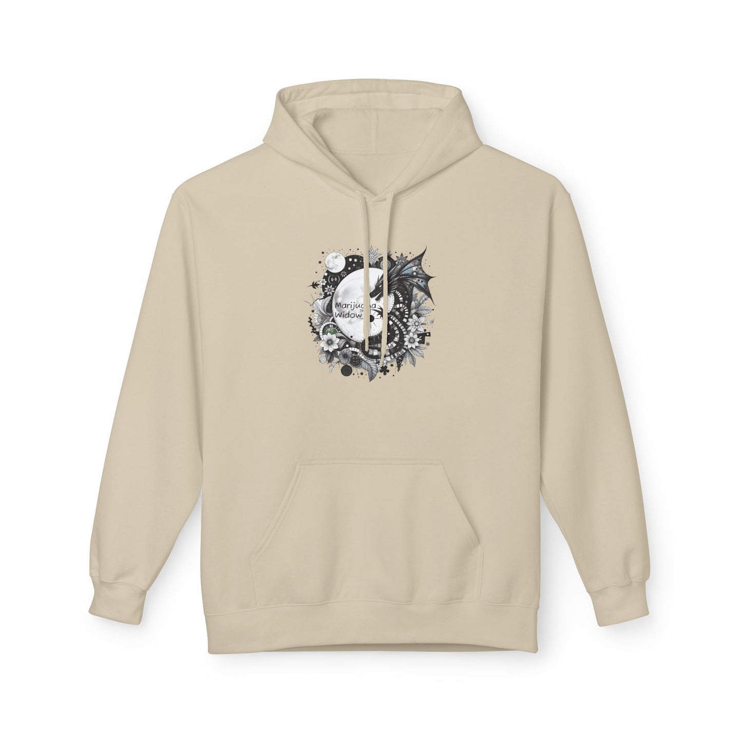 Midnight Garden Hoodie — Black & Green Fantasy Dragon Sword Unisex Hoodie
