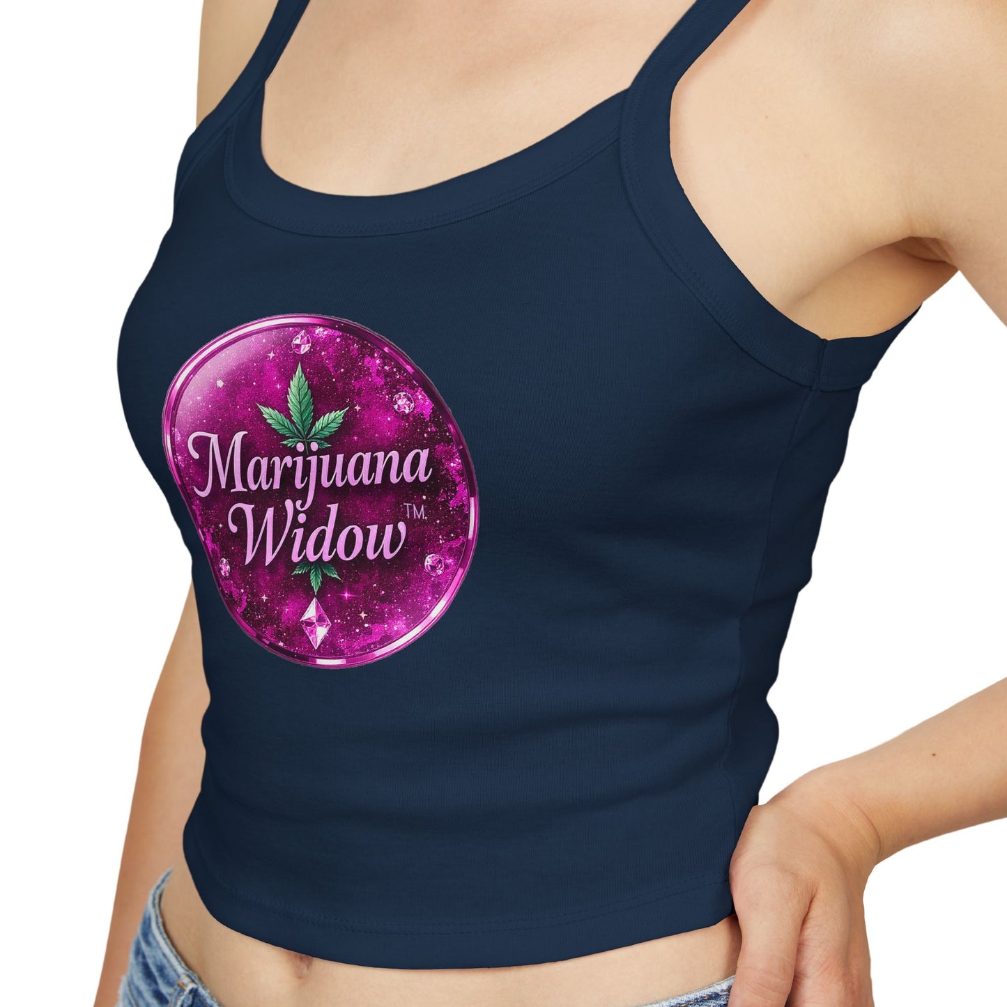 Marijuana Widow Pink Glass Tank Top — Women's Spaghetti Strap Crop