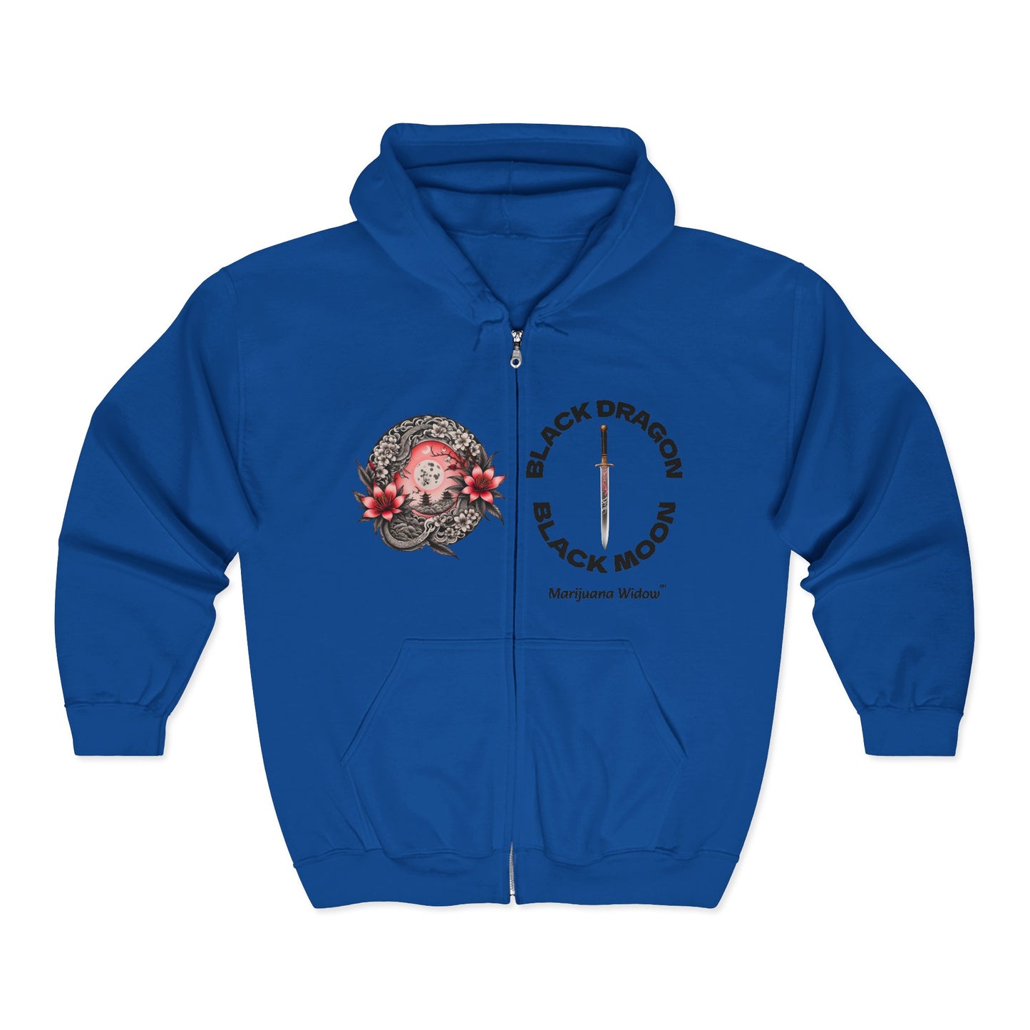 Black Dragon, Black Moon - Dragon Dagger Zip Hoodie – Sakura Sword Back Graphic