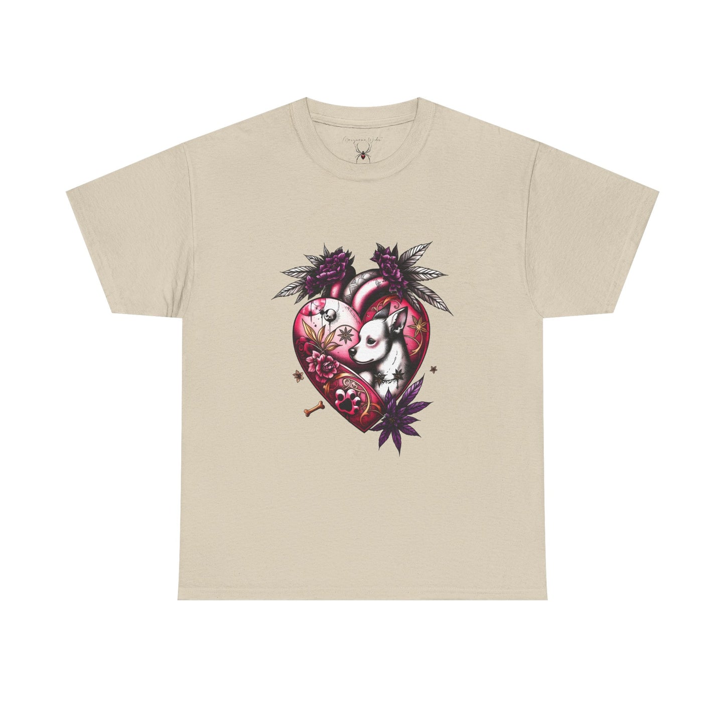 I Love Dogs - Chihuahua Valentine Heart Tee — Gothic Floral Dog Graphic Unisex T-Shirt
