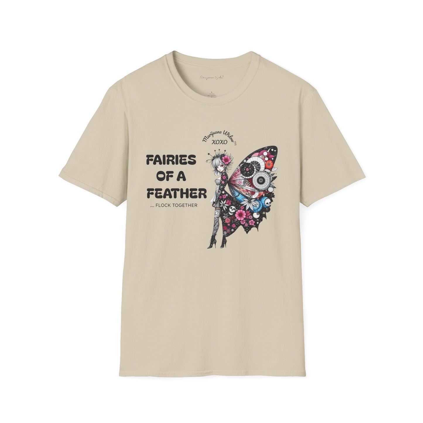 Fairies of a Feather T-Shirt — Floral Skull Wing Graphic Unisex Tee