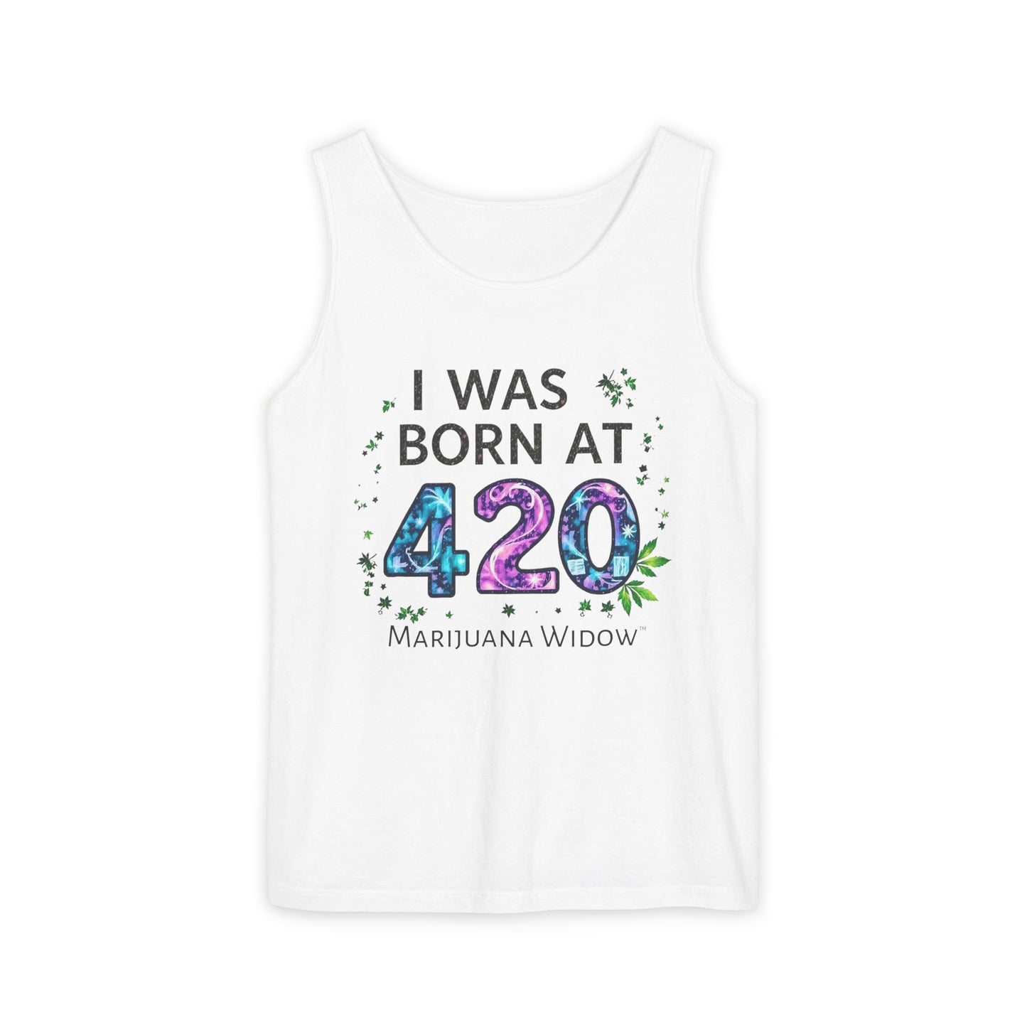 Born at 4/20 Tank Top – 'I Was Born At 420' Cannabis Graphic Tank - Unisex Tank Top