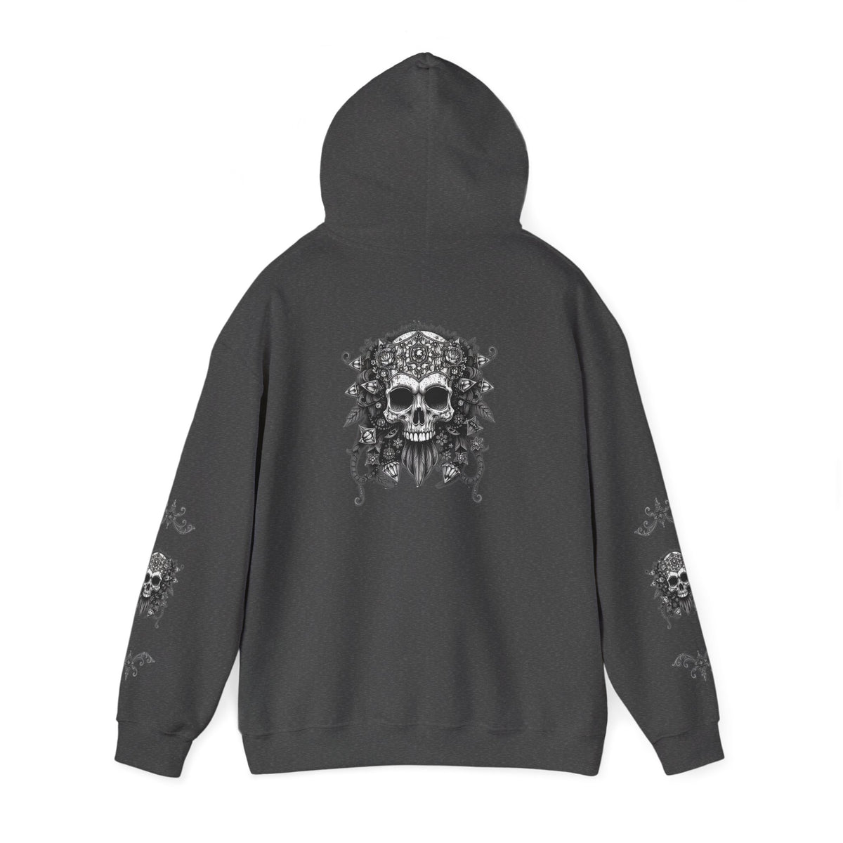 Marijuana Widow "Endangered Skull" Graphic Hoodie - Ink Art Sweatshirt with Front Back Sleeves Graphics - Marijuana Widow