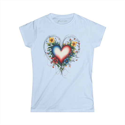 Floral Heart Women's Tee — Bright Heart Bloom Graphic Shirt