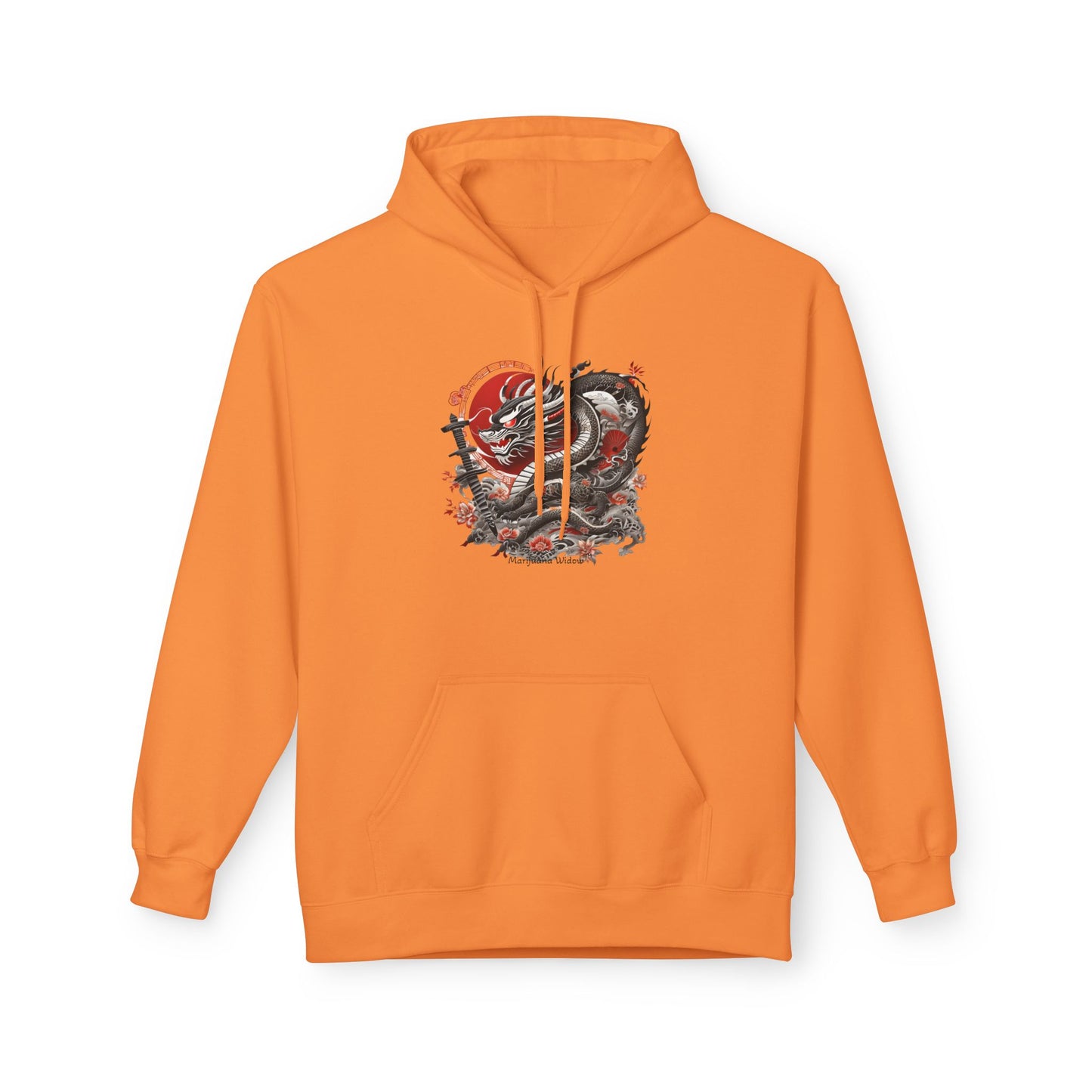 Koi Dragon Hoodie - Japanese Tattoo Style, Red Black - Unisex Sweatshirt