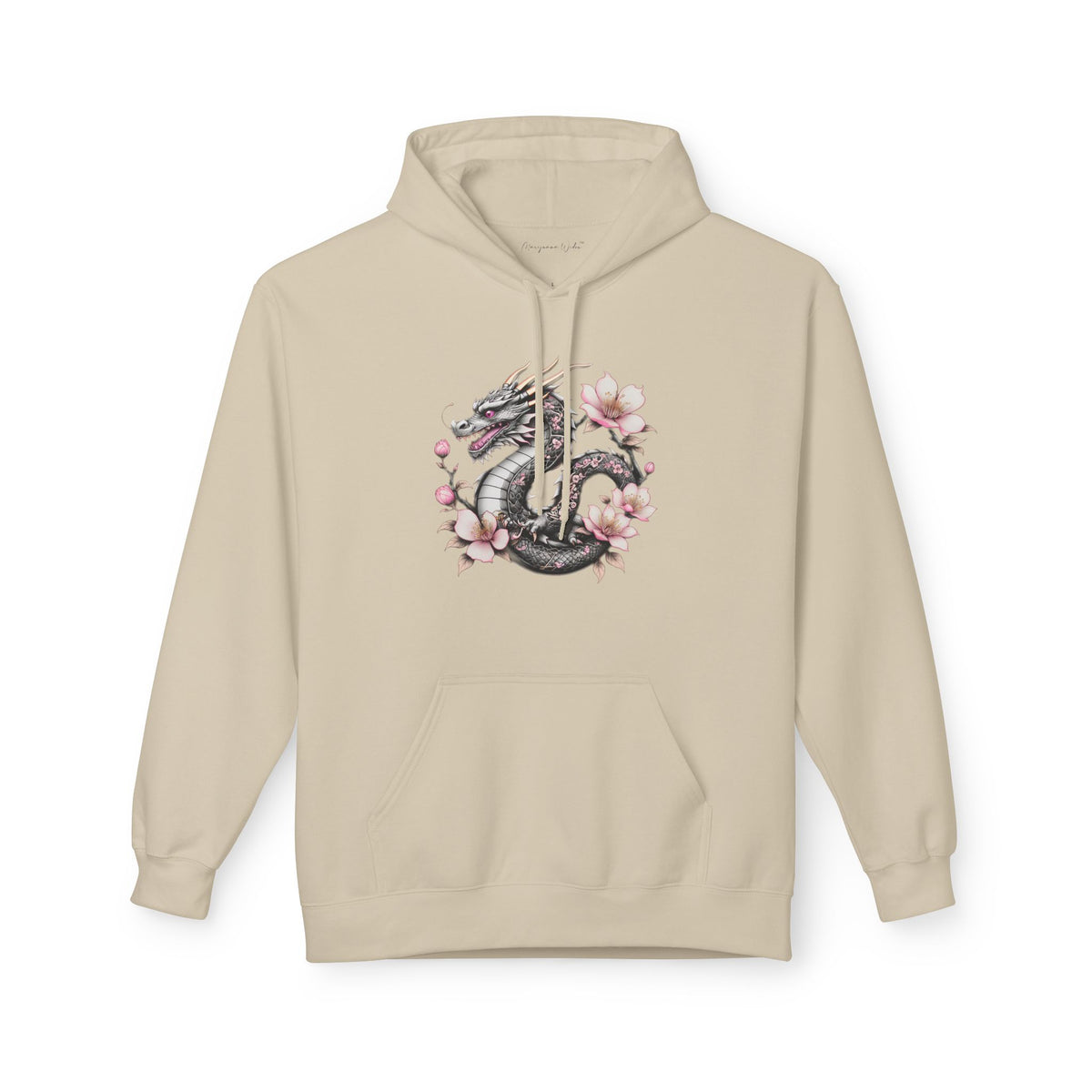 Floral Dragon Hoodie – Watercolor Sakura Yin-Yang Design - Unisex Sweatshirt - Marijuana Widow
