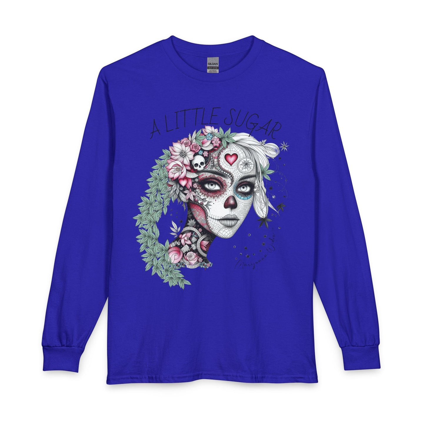 Day of the Dead Long Sleeve Tee — A Little Sugar - Skull Floral Graphic