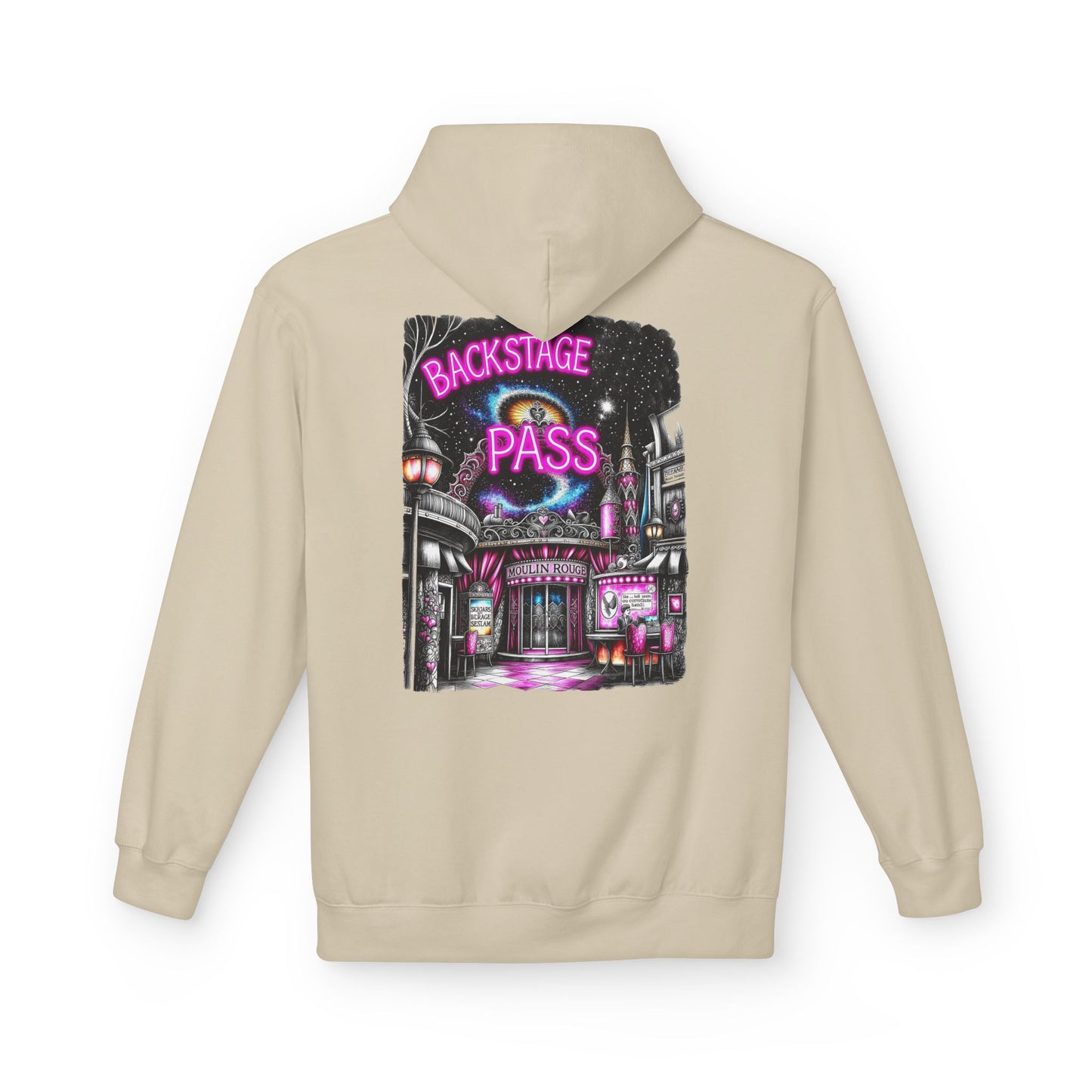 Backstage Pass Hoodie — Superstar Fairy - Neon Burlesque Theater Graphic Unisex Pullover - Marijuana Widow