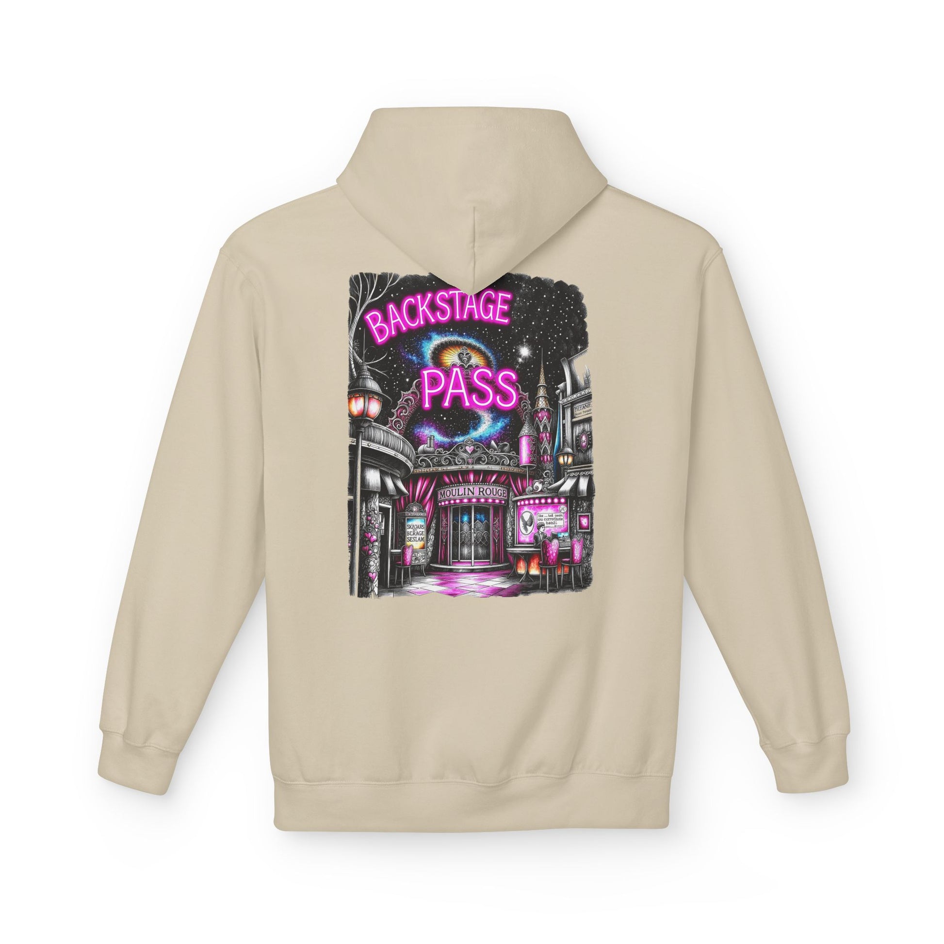 Backstage Pass Hoodie — Superstar Fairy - Neon Burlesque Theater Graphic Unisex Pullover - Marijuana Widow