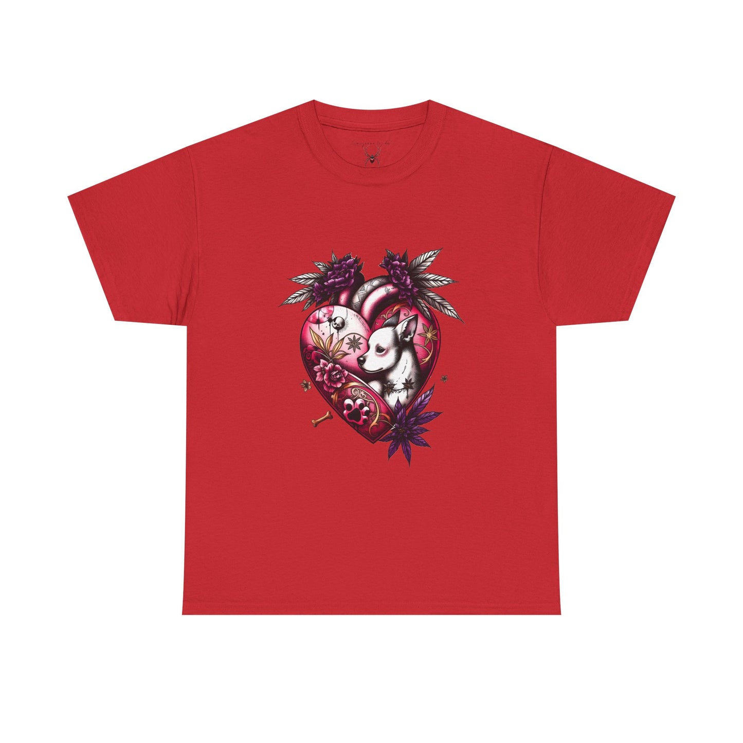I Love Dogs - Chihuahua Valentine Heart Tee — Gothic Floral Dog Graphic Unisex T-Shirt