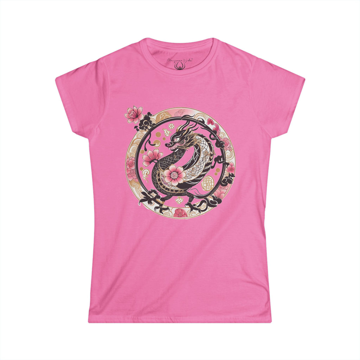 Sakura Dragon Floral Graphic Women's Tee - Marijuana Widow