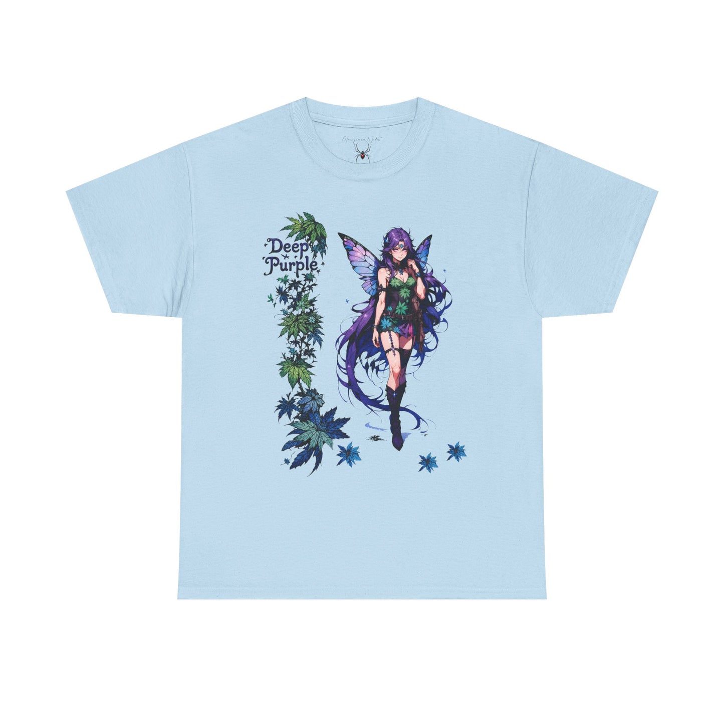 Deep Purple - Fairy Anime T-Shirt — Purple Winged Fairy Illustration