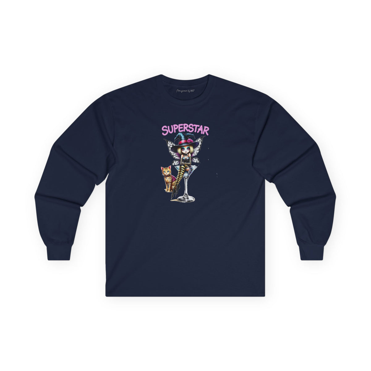 Halloween Fairy - Superstar - Fairy Witch and Cat - Unisex Long Sleeve Tee - Marijuana Widow