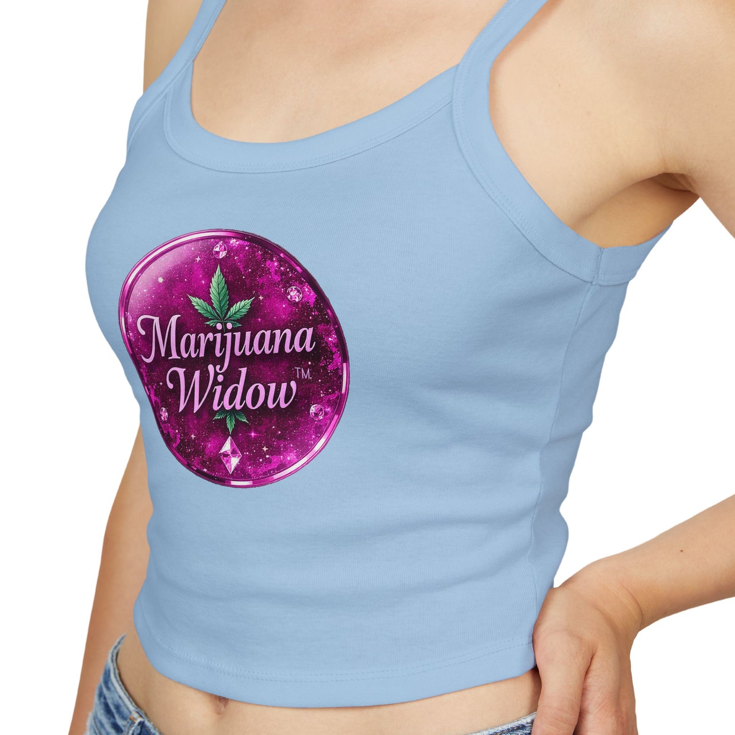 Marijuana Widow Pink Glass Tank Top — Women's Spaghetti Strap Crop
