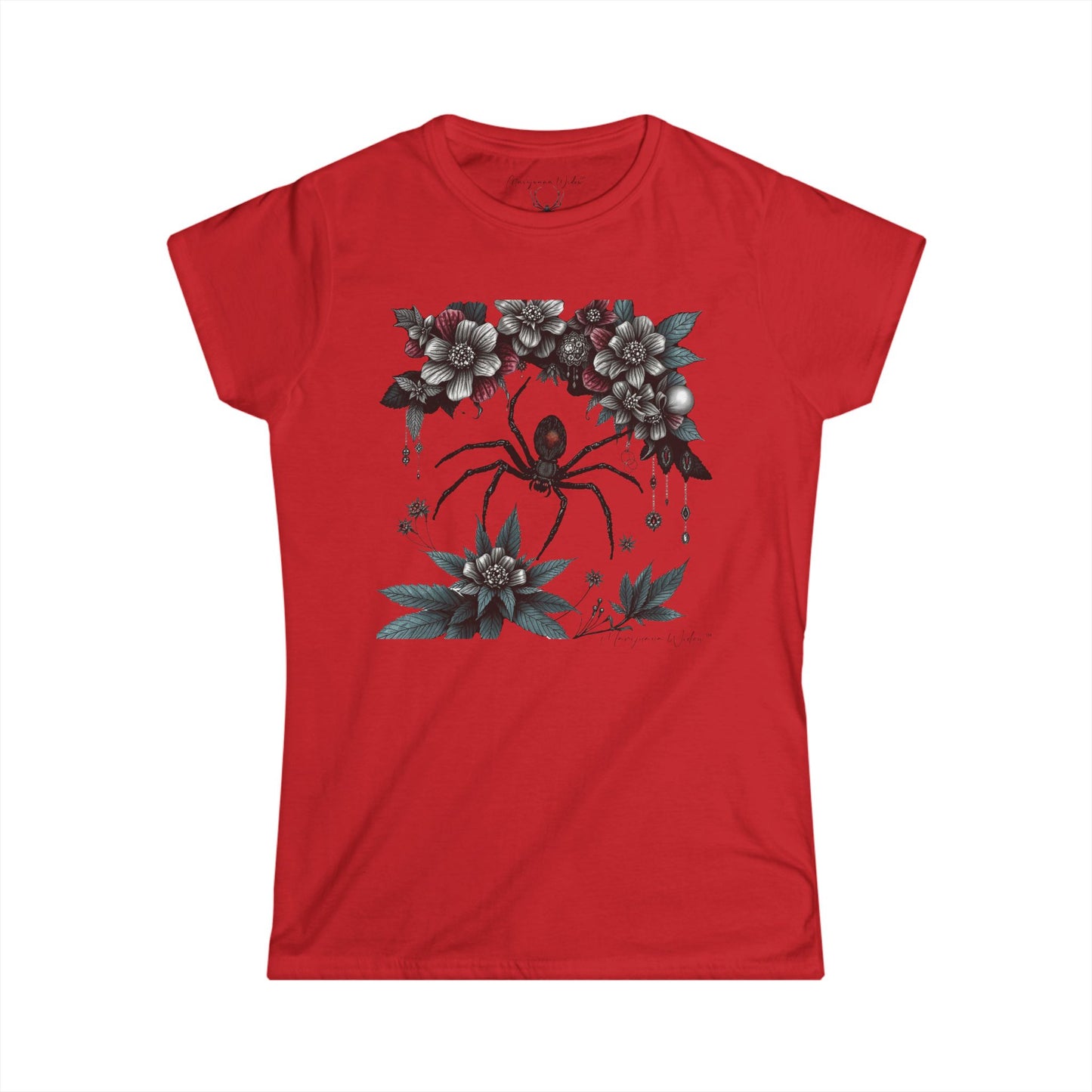 Bejeweled Black Widow Spider Floral - Women's Tee