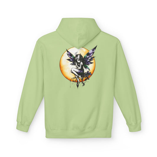 Fairy Moon Hoodie — Girl in the Moon - Fantasy Fairy with Crescent Moon Graphic - Marijuana Widow