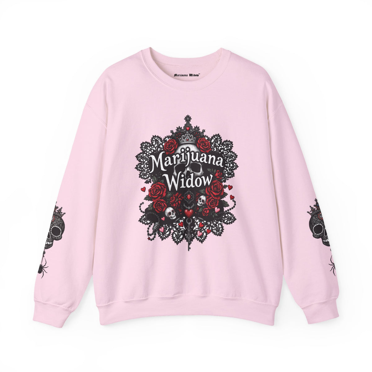 Marijuana Widow "Love My Skulls" Floral Crewneck Sweatshirt - Marijuana Widow