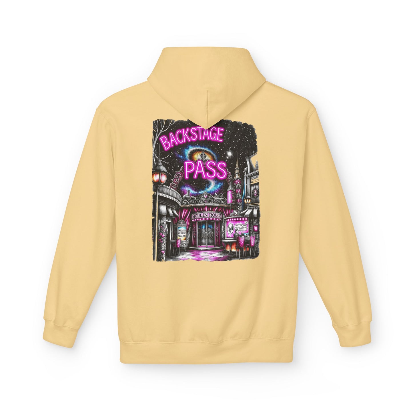 Backstage Pass Hoodie — Superstar Fairy - Neon Burlesque Theater Graphic Unisex Pullover - Marijuana Widow