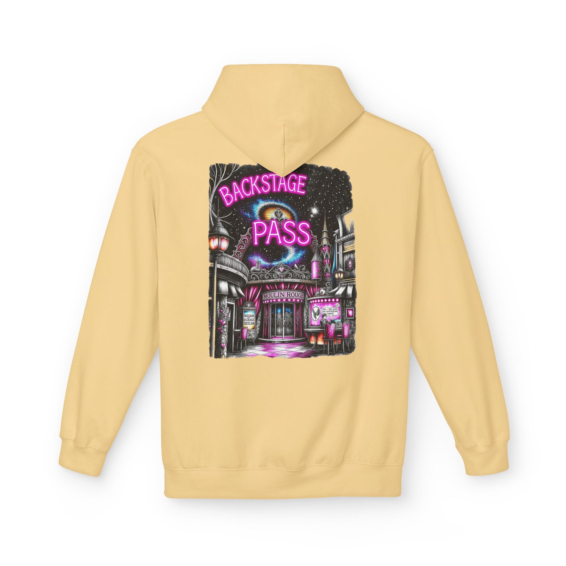Backstage Pass Hoodie — Superstar Fairy - Neon Burlesque Theater Graphic Unisex Pullover - Marijuana Widow