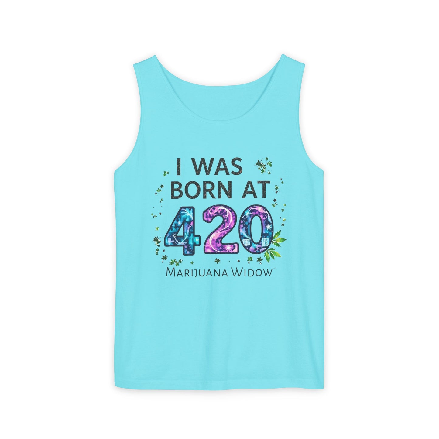 Born at 4/20 Tank Top – 'I Was Born At 420' Cannabis Graphic Tank - Unisex Tank Top