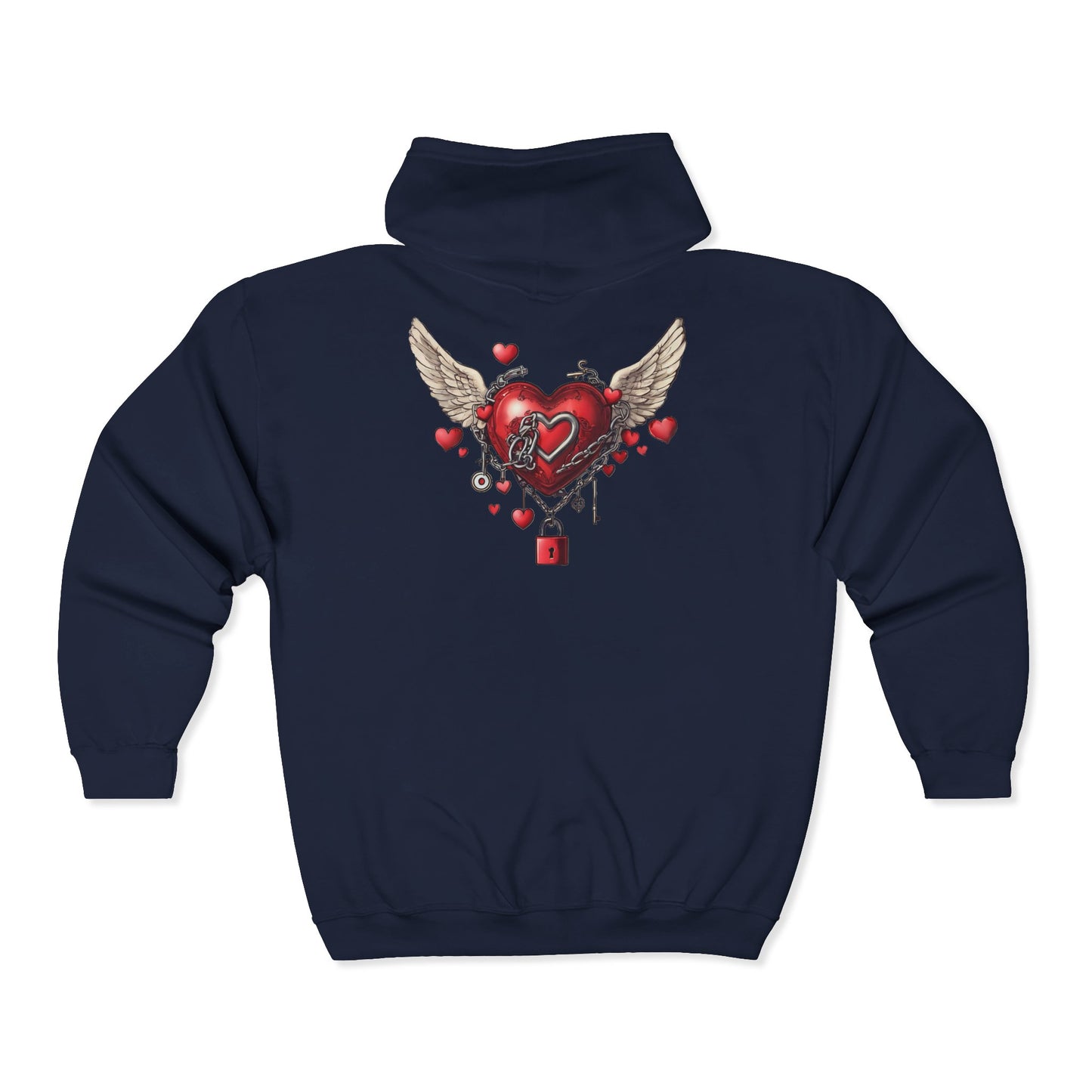 Locked Up Winged Heart - Unisex Zip Hoodie — Gothic Heart Design
