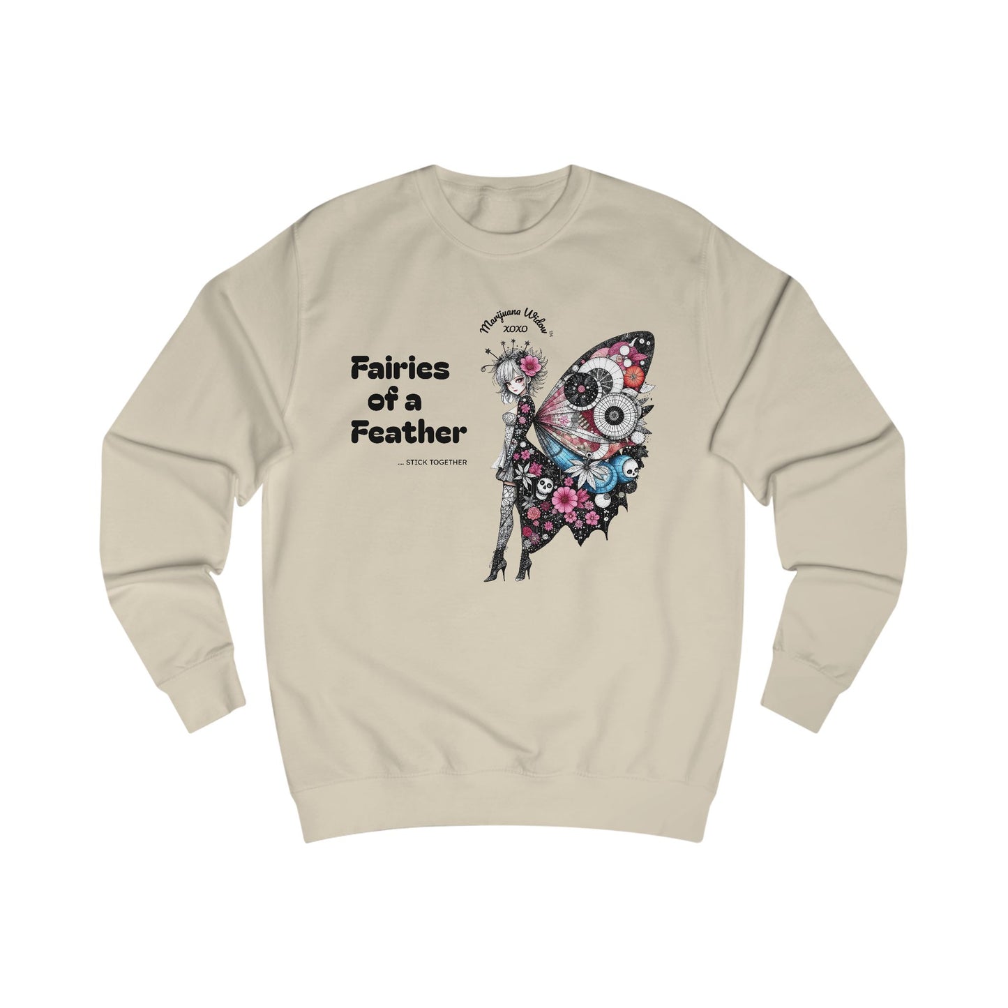 Fairies of a Feather Sweatshirt — Floral Skull Wing Graphic - Front and Back - Unisex Sweatshirt
