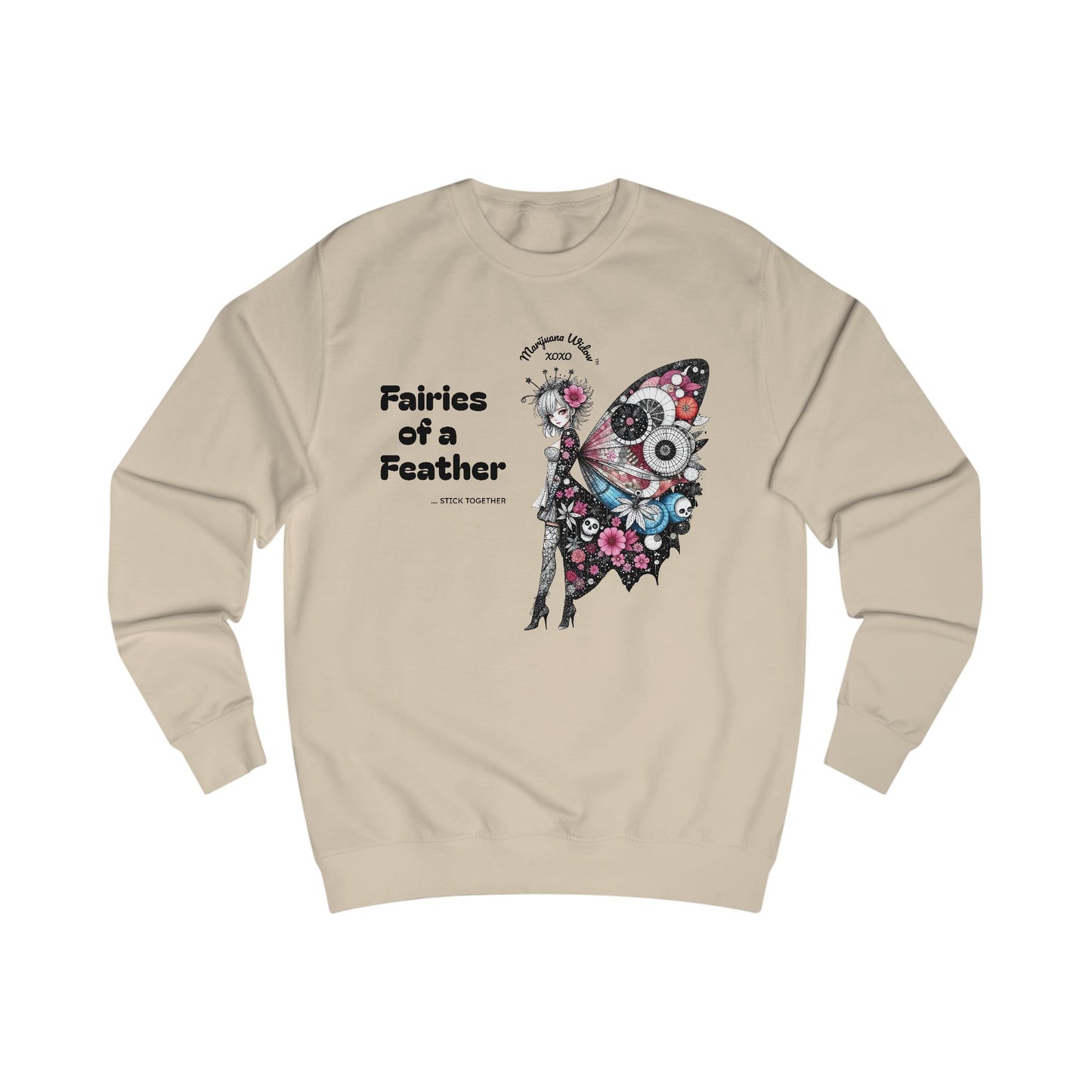 Fairies of a Feather Sweatshirt — Floral Skull Wing Graphic - Front and Back - Unisex Sweatshirt