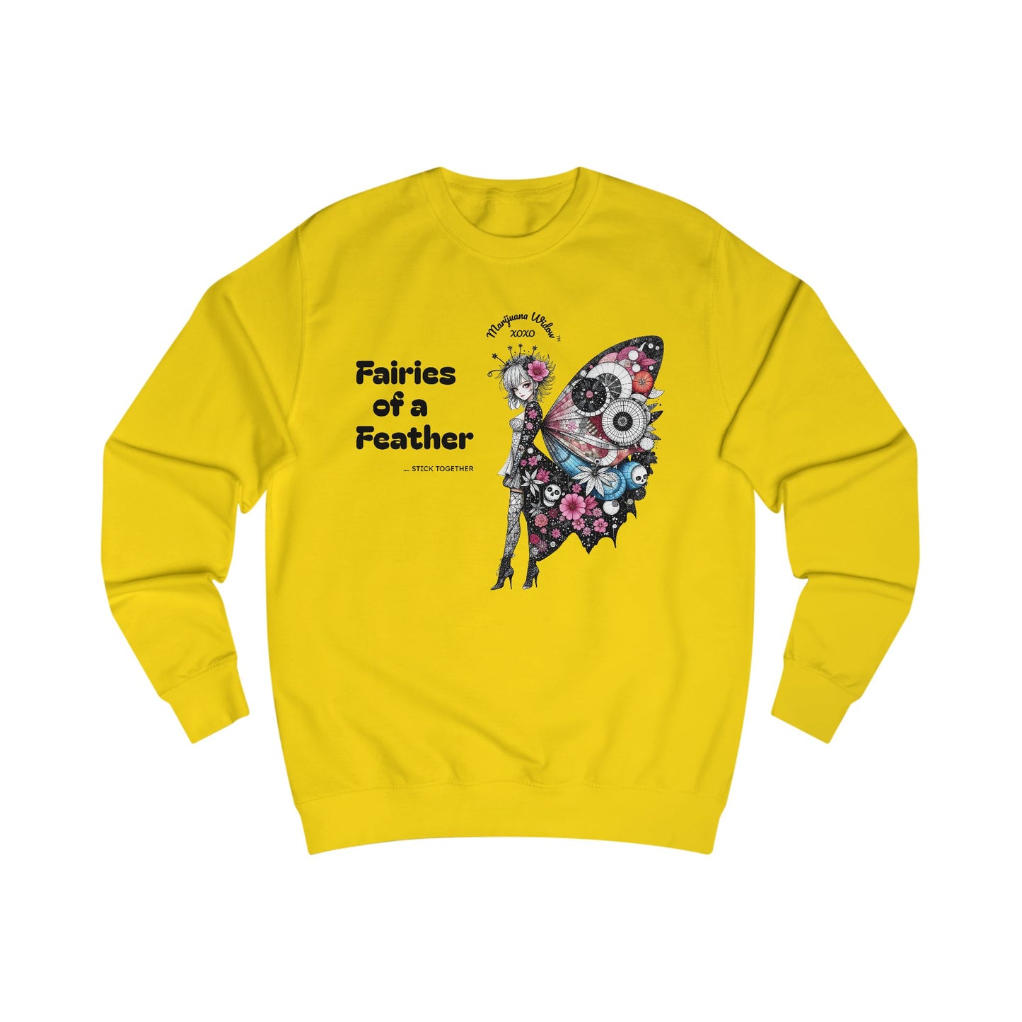 Fairies of a Feather Sweatshirt — Floral Skull Wing Graphic - Front and Back - Unisex Sweatshirt