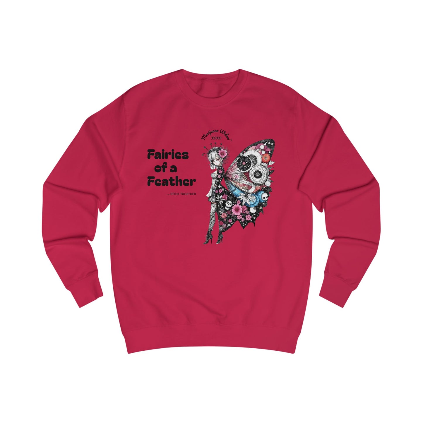 Fairies of a Feather Sweatshirt — Floral Skull Wing Graphic - Front and Back - Unisex Sweatshirt