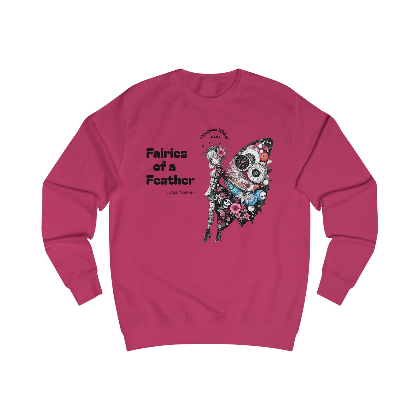 Fairies of a Feather Sweatshirt — Floral Skull Wing Graphic - Front and Back - Unisex Sweatshirt