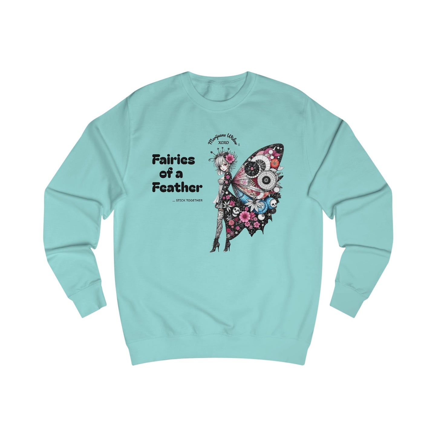 Fairies of a Feather Sweatshirt — Floral Skull Wing Graphic - Front and Back - Unisex Sweatshirt
