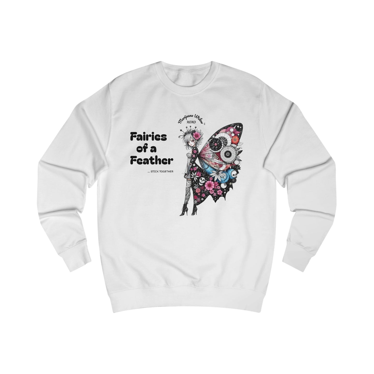 Fairies of a Feather Sweatshirt — Floral Skull Wing Graphic - Front and Back - Unisex Sweatshirt