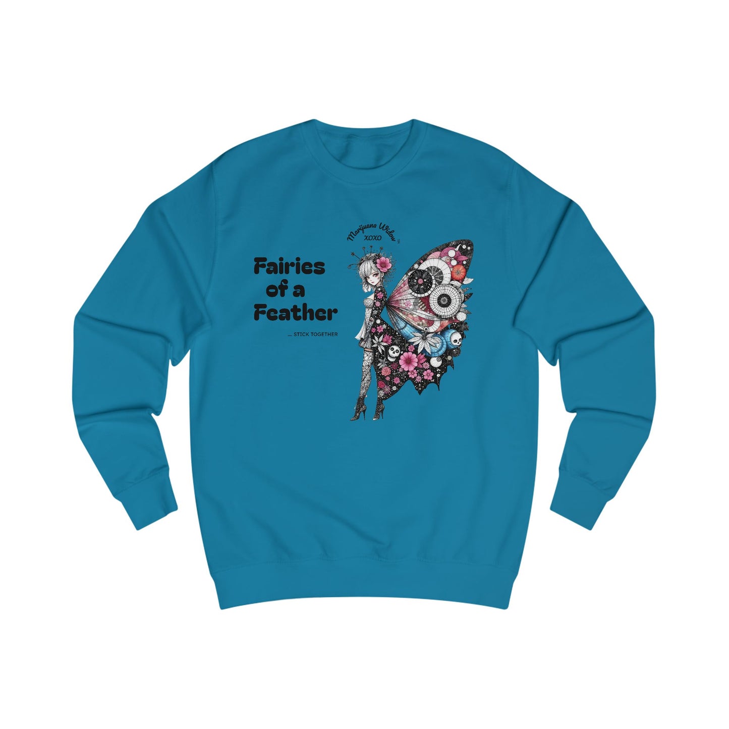 Fairies of a Feather Sweatshirt — Floral Skull Wing Graphic - Front and Back - Unisex Sweatshirt