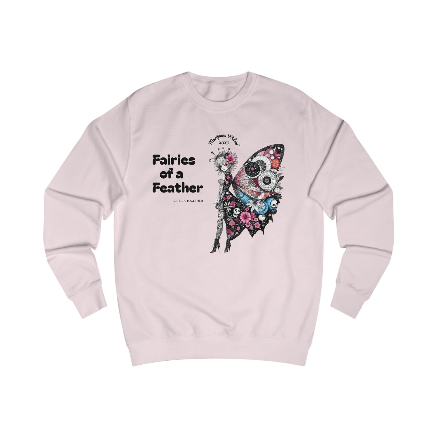 Fairies of a Feather Sweatshirt — Floral Skull Wing Graphic - Front and Back - Unisex Sweatshirt
