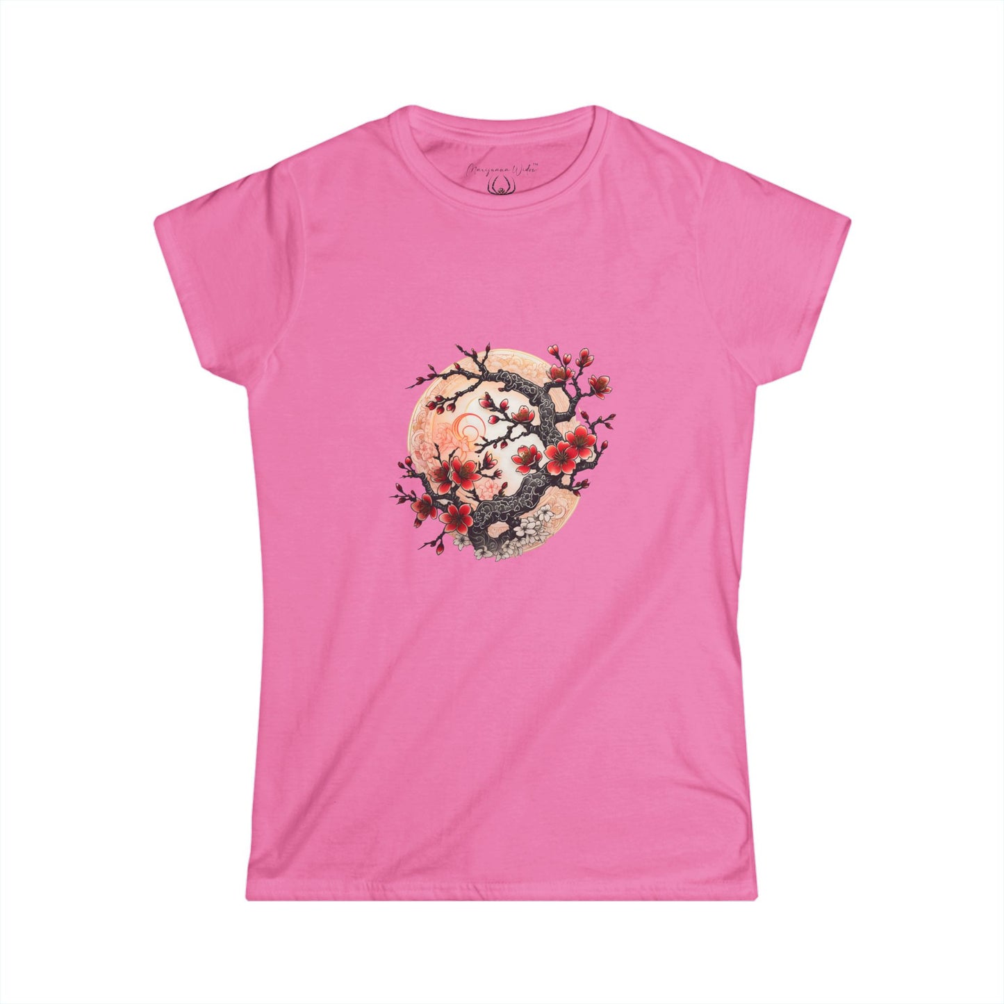 Cherry Blossom Yin Yang Tee — Floral Japanese Moon Graphic Shirt