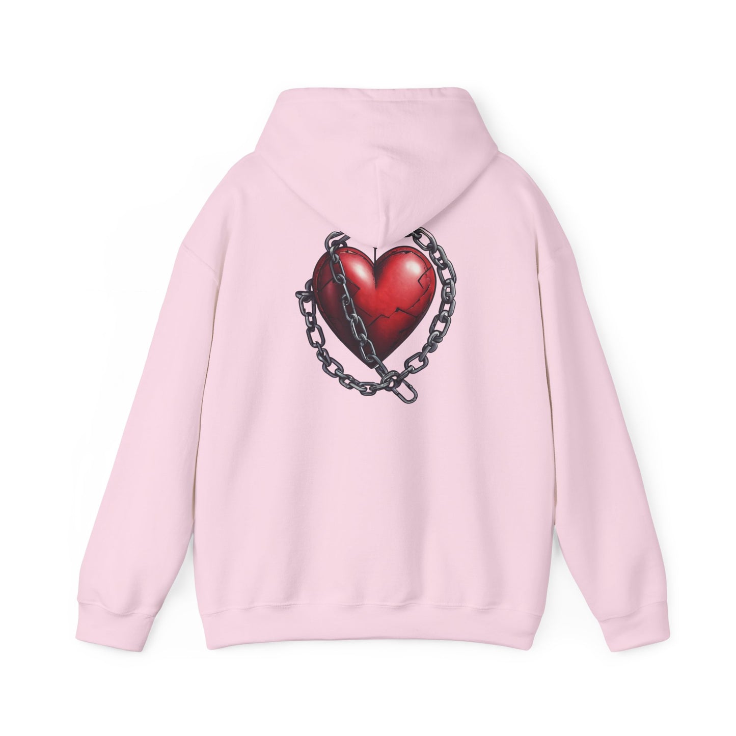 Broken Heart Locked in Chain Hoodie – Gothic Red Heart Graphic Unisex Sweatshirt