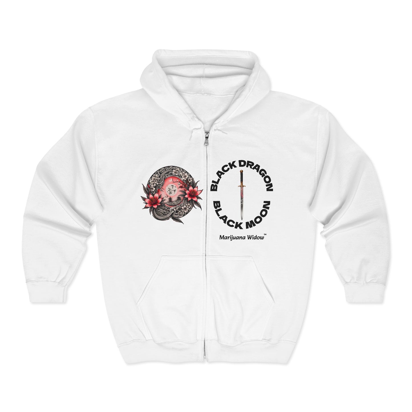 Black Dragon, Black Moon - Dragon Dagger Zip Hoodie – Sakura Sword Back Graphic