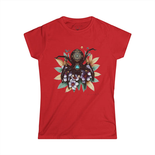 Bejeweled Black Widow Spider - Floral Pearl - Women's Tee