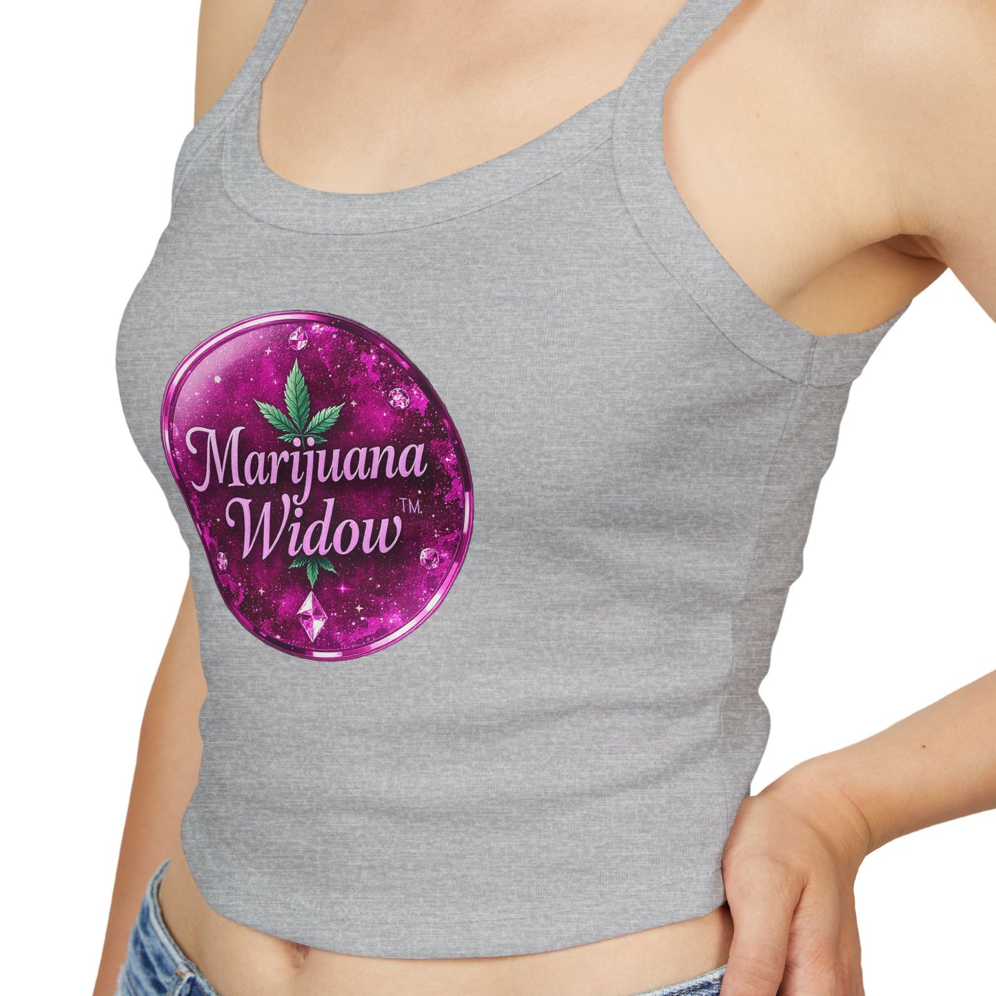 Marijuana Widow Pink Glass Tank Top — Women's Spaghetti Strap Crop
